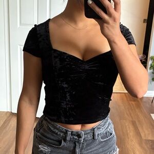 Forever 21 Black Velvet Crop Top
